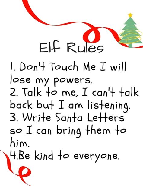Elf On The Shelf Printable Rules